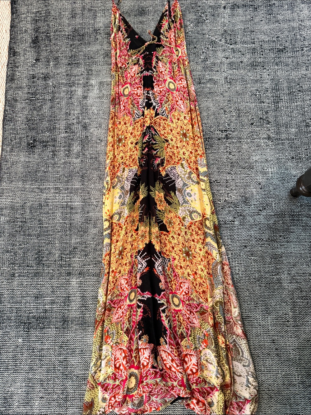 Intimately Free People sheer Floral V-Neck Slip Dress in Black and Multicolor - Picture 5 of 5